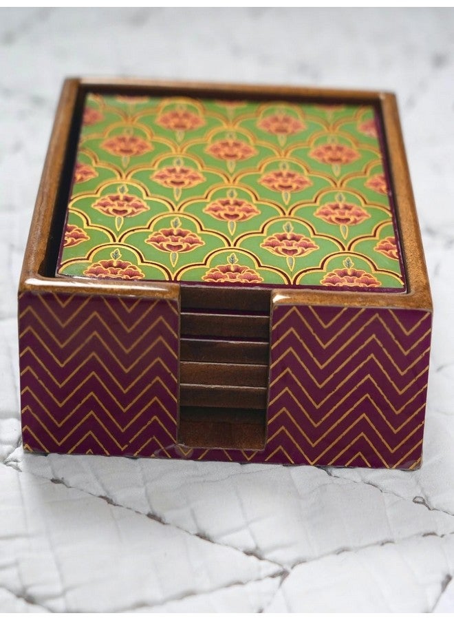 Homewards Tulip Flower Coasters Set of 6 with case 10x10cm with Gold Foiling - Image 5