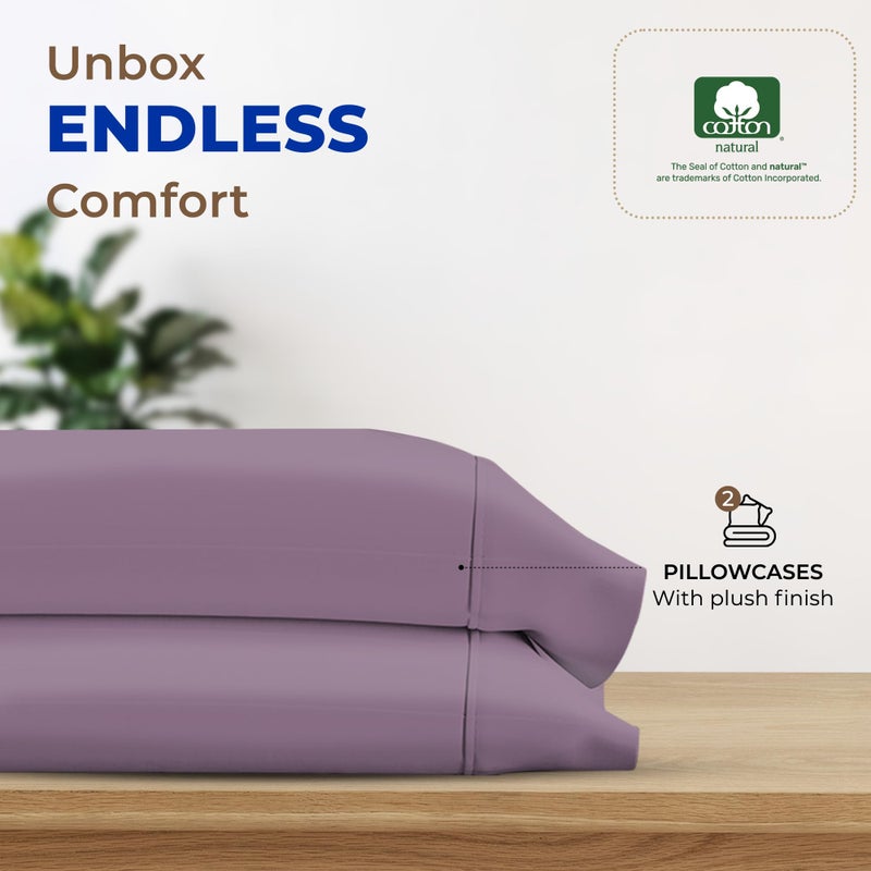 THREAD SPREAD 100% Egyptian Cotton Pillow Cases - 1000 Thread Count Pillow Cases Queen/Standard Size Set of 2  Soft  Breathable Extra Long Staple Sateen Weave Cotton Pillow Covers for Bed - Plum - Image 3