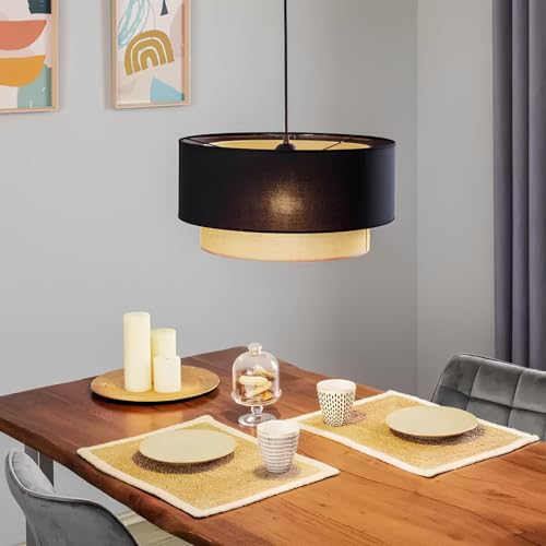 AKWAY Jute Hanging Lamp | Boho Ceiling Lamp for Bedroom, Living Room | Natural Jute Pendant Light | Perfect for Living Room, Dining Room or Office Lighting - (12" D x 8" H) - Keya - Image 1