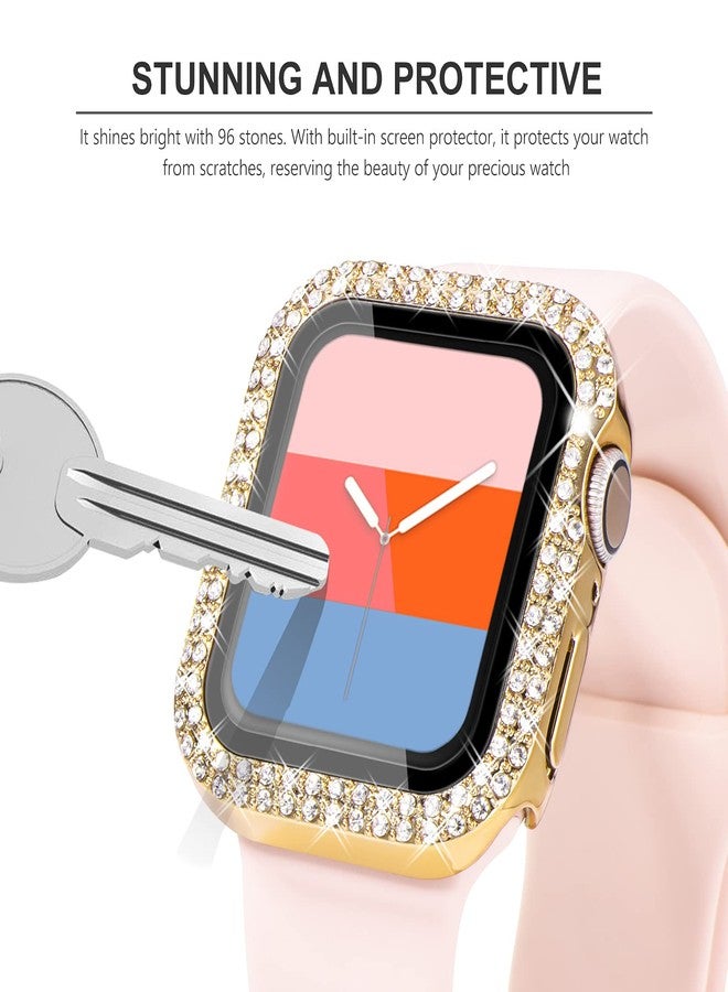 كيدز جراب KADES Bling لساعة Apple Watch مقاس 40 مم مع واقي شاشة مدمج، غطاء واقٍ مرصع بأحجار الراين اللامعة متوافق مع ساعات Apple Watch Series SE3 SE2 6 5 4 SE (40 مم، ذهبي) - Image 3