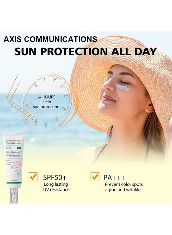 آكسيس كوميونيكيشنز واقي الشمس الفيزيائي SPF50+ PA+++, حماية الجلد من الأشعة فوق البنفسجية A & UVB, واقي الشمس كريم الوجه, 50ml/1.69 أوقية ساطعة - Image 4