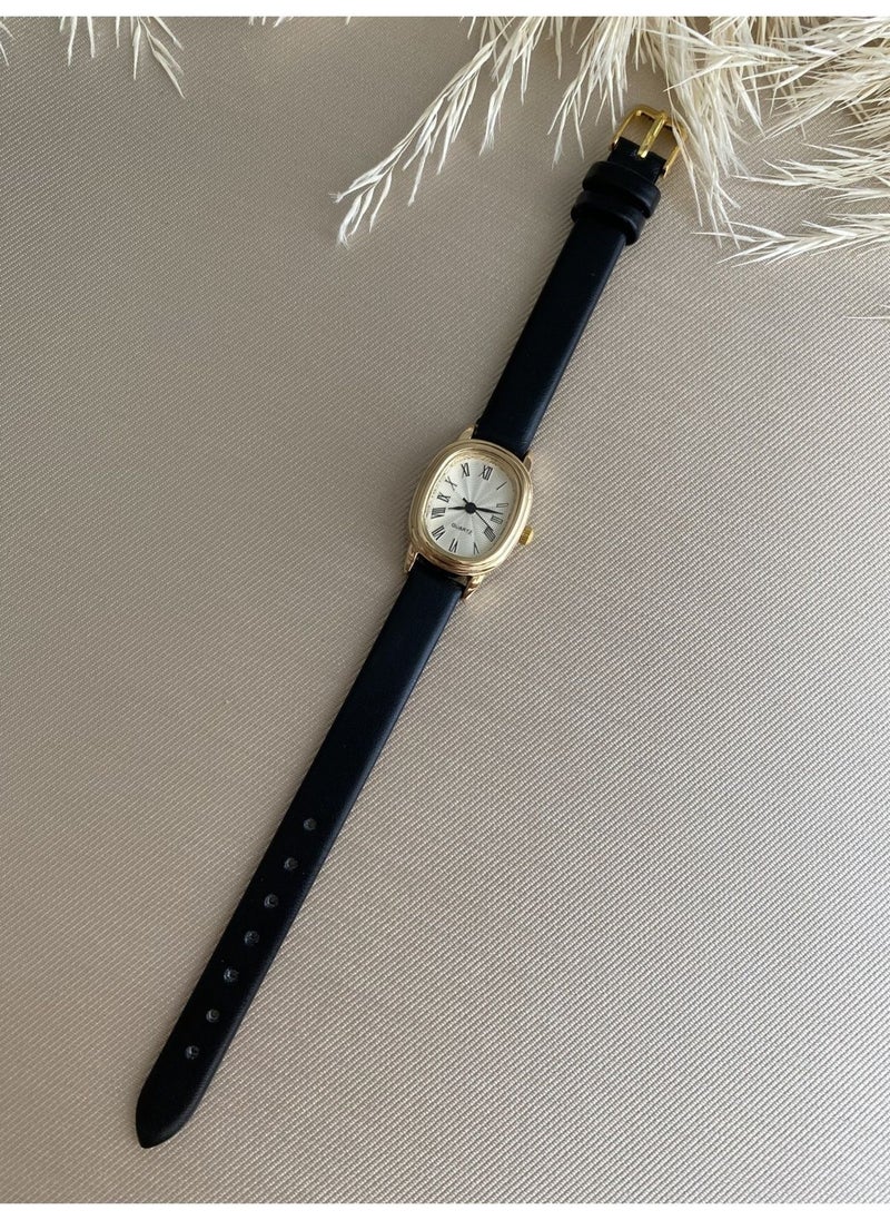 QUARTZ Bs Still Retro Minimal Vintage Leather Strap Women's Wristwatch  - Image 5