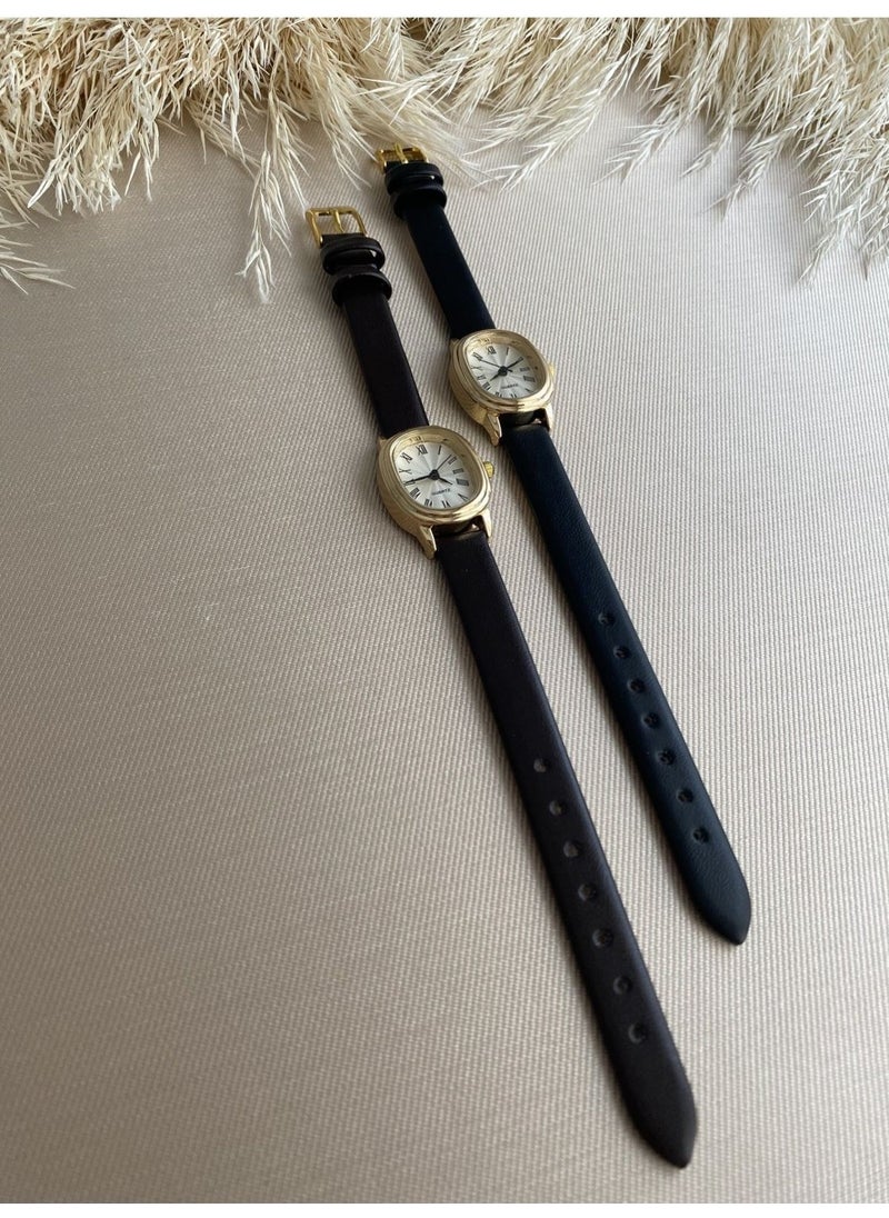 QUARTZ Bs Still Retro Minimal Vintage Leather Strap Women's Wristwatch  - Image 2
