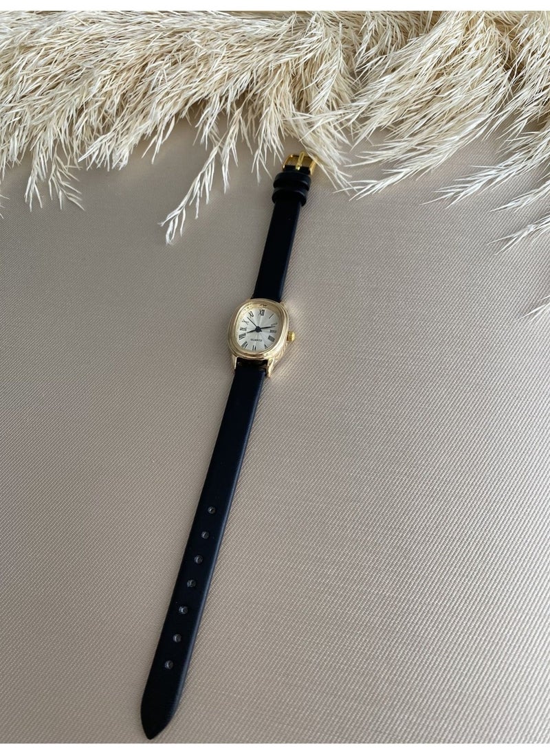 QUARTZ Bs Still Retro Minimal Vintage Leather Strap Women's Wristwatch  - Image 4