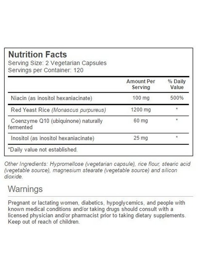 Vitacost Brand Vitacost Red Yeast Rice & CoQ10 with No-Flush Niacin -- 240 Vegetarian Capsules - Image 2