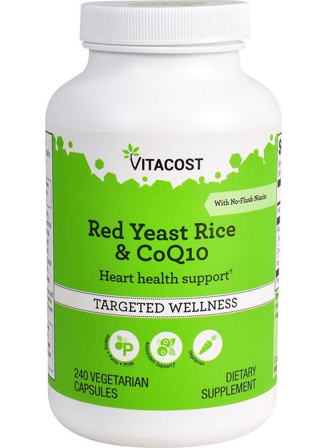 Vitacost Brand Vitacost Red Yeast Rice & CoQ10 with No-Flush Niacin -- 240 Vegetarian Capsules - Image 1