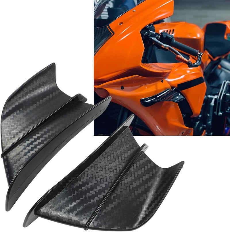 klarako 2 PCS Fairing Air Deflectors Side Wings Windshield Side Cover Shield Motorcycle Winglet, Motorcycle Wind Wing Carbon Fibre Aerodynamic Winglets for NINJA400 NINJA250 Z900 Z1000, for CBR650, for R1 R3 - Image 3