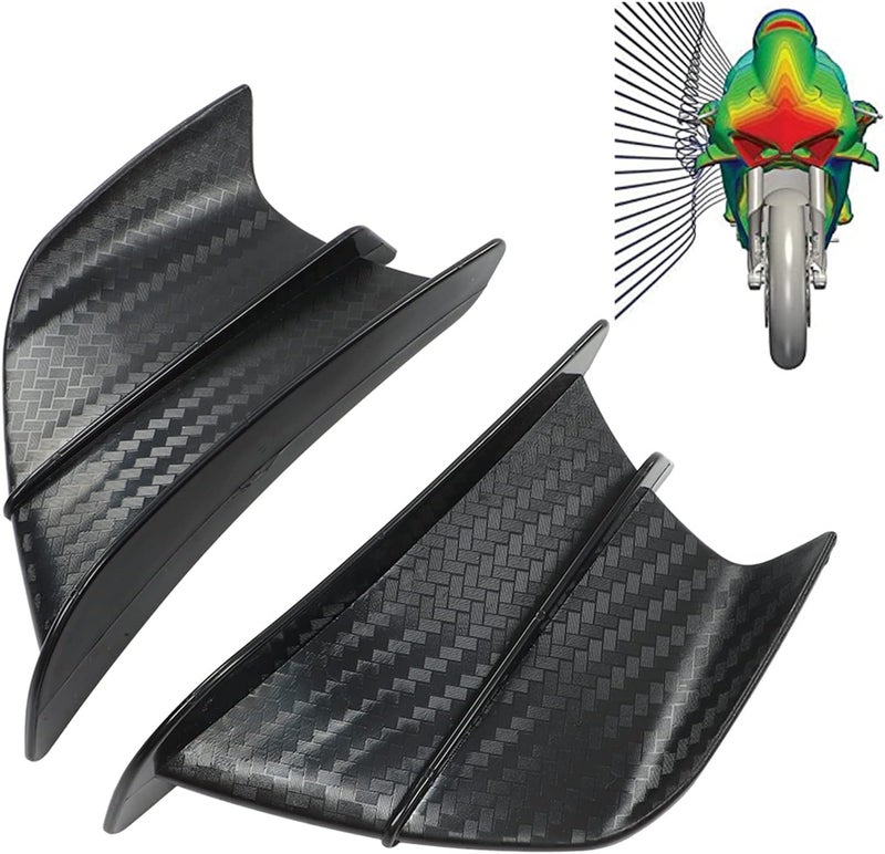 klarako 2 PCS Fairing Air Deflectors Side Wings Windshield Side Cover Shield Motorcycle Winglet, Motorcycle Wind Wing Carbon Fibre Aerodynamic Winglets for NINJA400 NINJA250 Z900 Z1000, for CBR650, for R1 R3 - Image 2