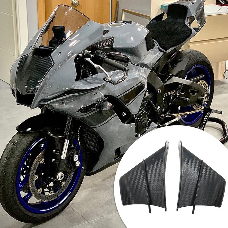 klarako 2 PCS Fairing Air Deflectors Side Wings Windshield Side Cover Shield Motorcycle Winglet, Motorcycle Wind Wing Carbon Fibre Aerodynamic Winglets for NINJA400 NINJA250 Z900 Z1000, for CBR650, for R1 R3 - Image 4