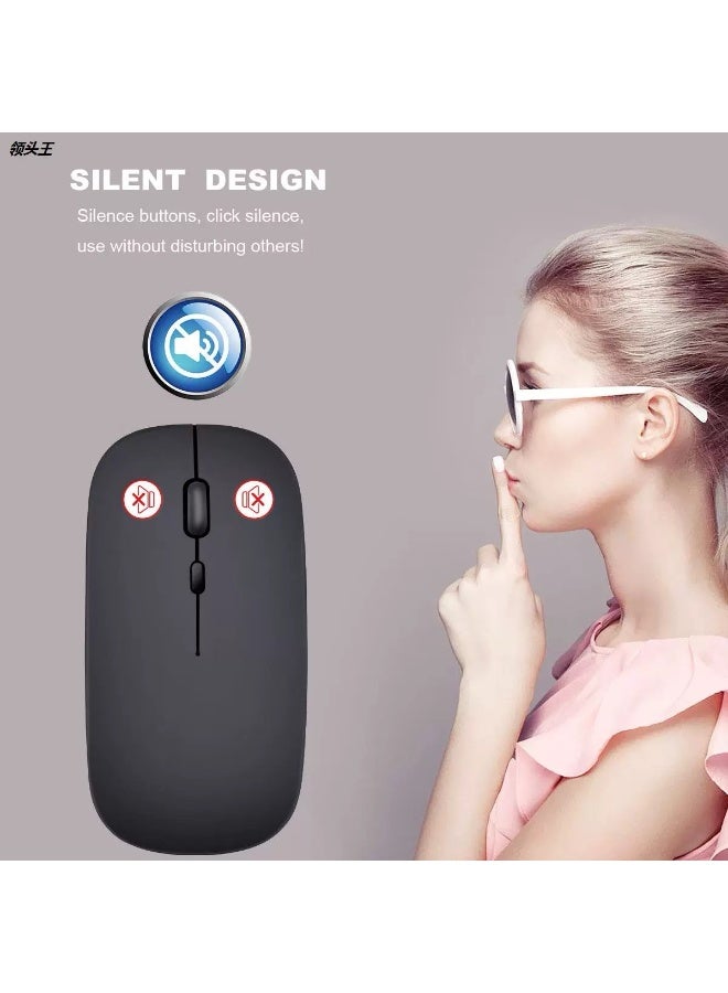 Wireless Bluetooth 5.1 + USB Wired Mouse (with Battery) – Matte Finish, 10m Range, Silent Ergonomic Design, Compatible with Laptop/PC/Desktop - Image 3