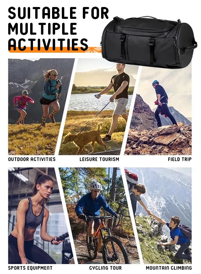 RESONIX Waterproof Large Gym Duffle Bag for Men with Shoe Compartment Wet Pocket 15 Inch Laptop Sleeve 3 Carrying Options Sports Travel Bag Black 48x25x23 cm for Daily Use Outdoor and Travel - Image 3