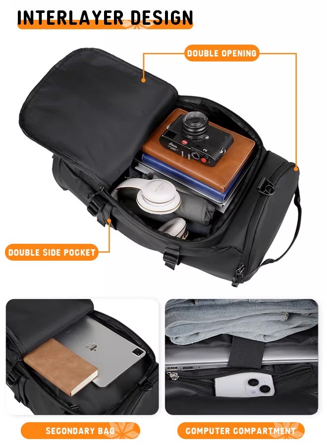 RESONIX Waterproof Large Gym Duffle Bag for Men with Shoe Compartment Wet Pocket 15 Inch Laptop Sleeve 3 Carrying Options Sports Travel Bag Black 48x25x23 cm for Daily Use Outdoor and Travel - Image 4