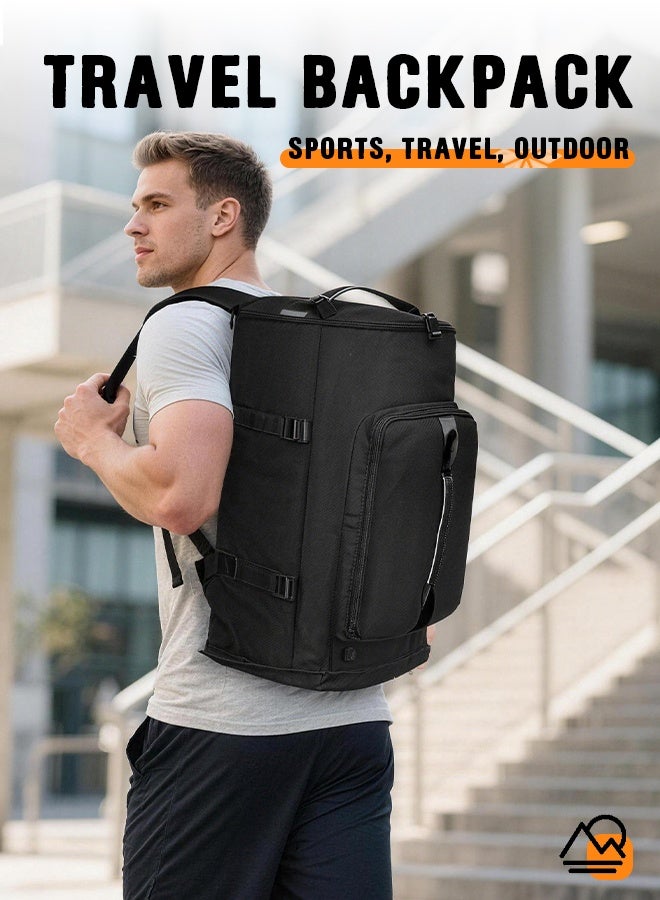 RESONIX Waterproof Large Gym Duffle Bag for Men with Shoe Compartment Wet Pocket 15 Inch Laptop Sleeve 3 Carrying Options Sports Travel Bag Black 48x25x23 cm for Daily Use Outdoor and Travel - Image 2