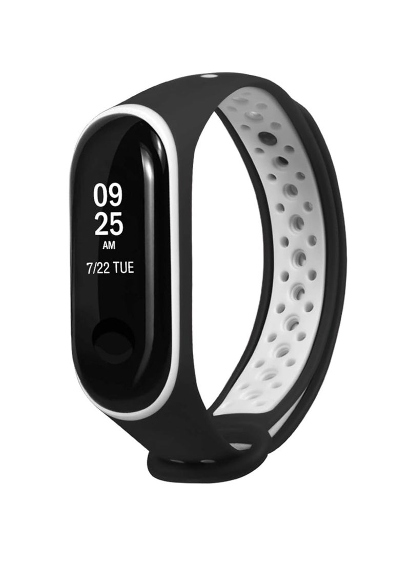 Generic Sport Silicone Bracelet for Xiaomi Mi band 4 smart watch black white Color  - Image 1