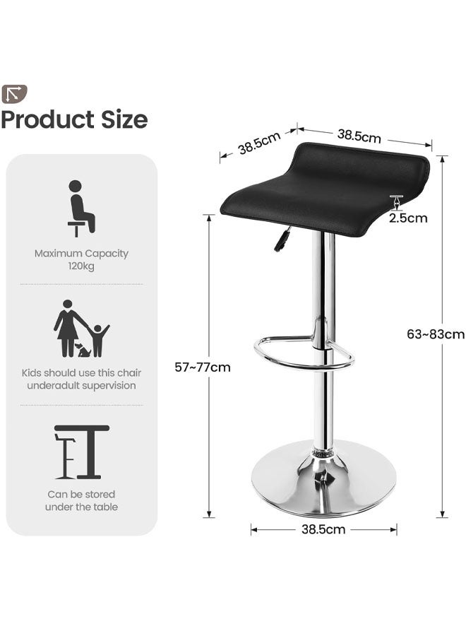 أوبتيكو مجموعة مقاعد بار دوارة مكونة من 2 - كراسي مطبخ من جلد البولي يوريثان قابلة للتعديل مع ظهر، كراسي بار بدون ذراع لجزيرة المطبخ، كراسي بار المطبخ الصناعية، لغرفة الطعام، المطبخ، البار، ريفي - Image 2