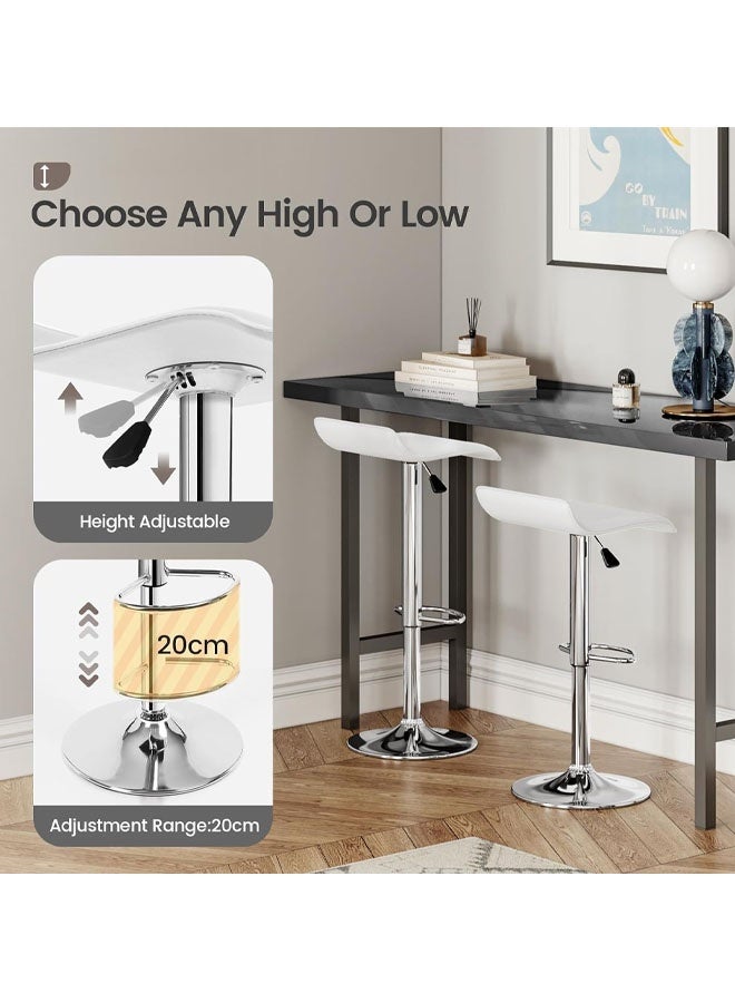 أوبتيكو مجموعة مقاعد بار دوارة مكونة من 2 - كراسي مطبخ من جلد البولي يوريثان قابلة للتعديل مع ظهر، كراسي بار بدون ذراع لجزيرة المطبخ، كراسي بار المطبخ الصناعية، لغرفة الطعام، المطبخ، البار، ريفي - Image 4