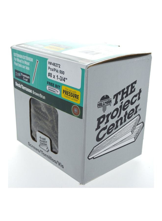 Hillman 48272 8 X 1-3/4-Inch Flat Head Square Drive Deck Screw, Brown, 500-Pack,Ceramic - Image 3