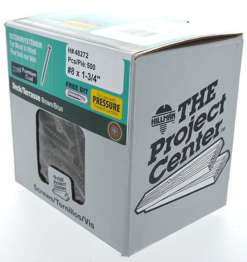 Hillman 48272 8 X 1-3/4-Inch Flat Head Square Drive Deck Screw, Brown, 500-Pack,Ceramic - Image 3