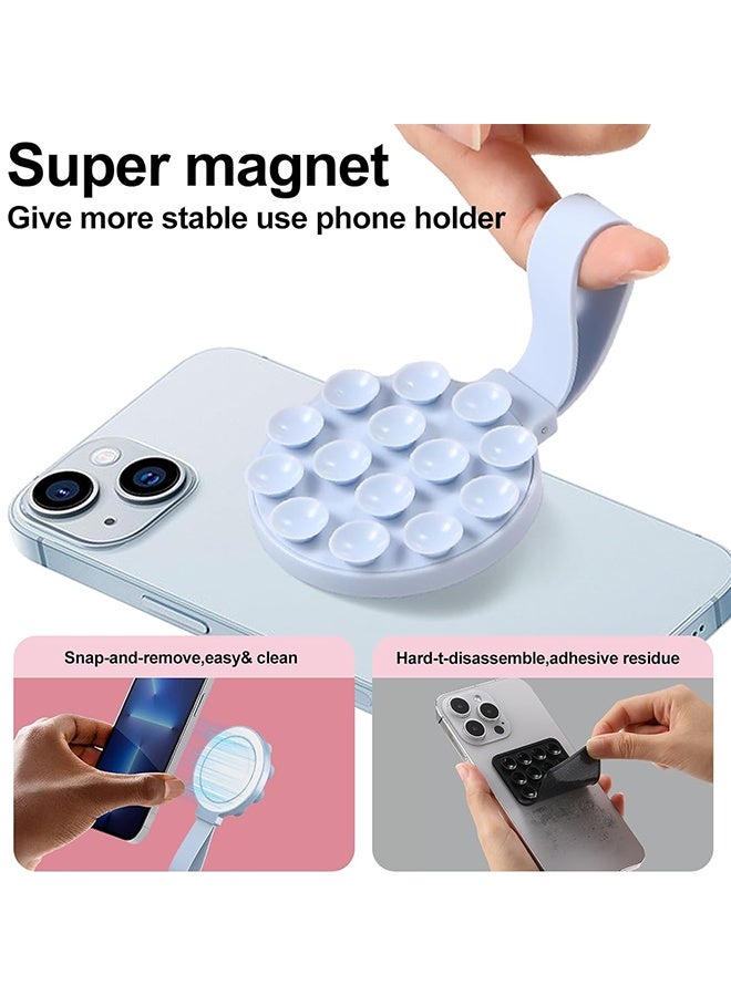 HAVEN Silicone Magnetic Suction Phone Mount, T Tersely Magnetic Suction Cup Phone Mount, Sticky Phone Suction Grip for Selfies and Videos, Mirror Shower Phone Stand Holder for iPhone - Light Blue - Image 5