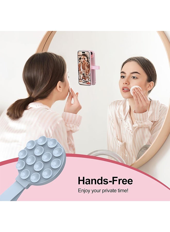 HAVEN Silicone Magnetic Suction Phone Mount, T Tersely Magnetic Suction Cup Phone Mount, Sticky Phone Suction Grip for Selfies and Videos, Mirror Shower Phone Stand Holder for iPhone - Light Blue - Image 3