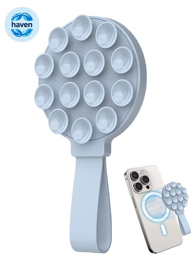 HAVEN Silicone Magnetic Suction Phone Mount, T Tersely Magnetic Suction Cup Phone Mount, Sticky Phone Suction Grip for Selfies and Videos, Mirror Shower Phone Stand Holder for iPhone - Light Blue - Image 1