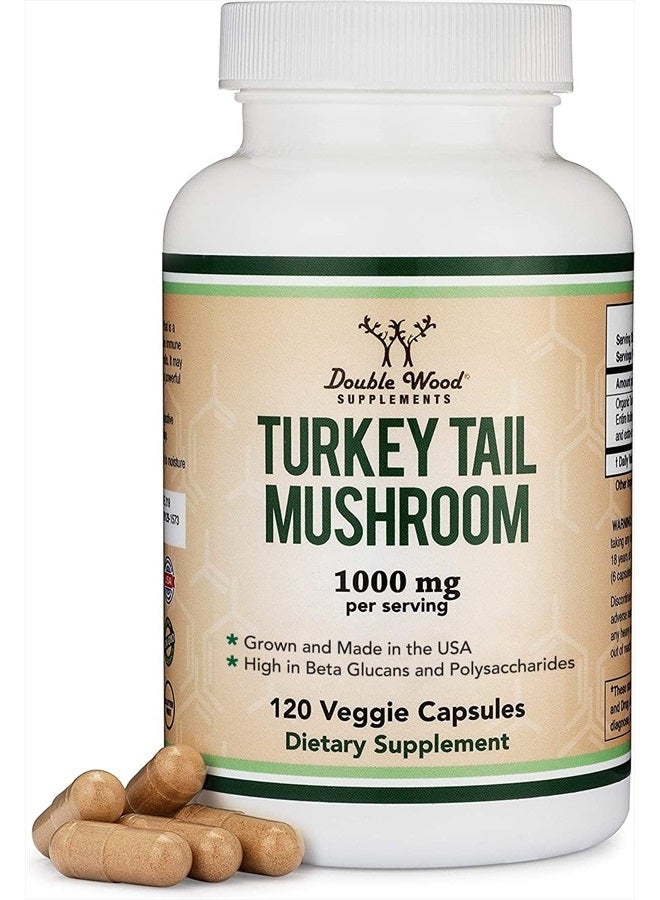 Double Wood Supplements Turkey Tail Mushroom Supplement (120 Capsules - 2 Month Supply) (Coriolus Versicolor) Comprehensive Immune System Support, Non-GMO, Gluten Free, Grown and Encapsulated in The USA by Double Wood - Image 4