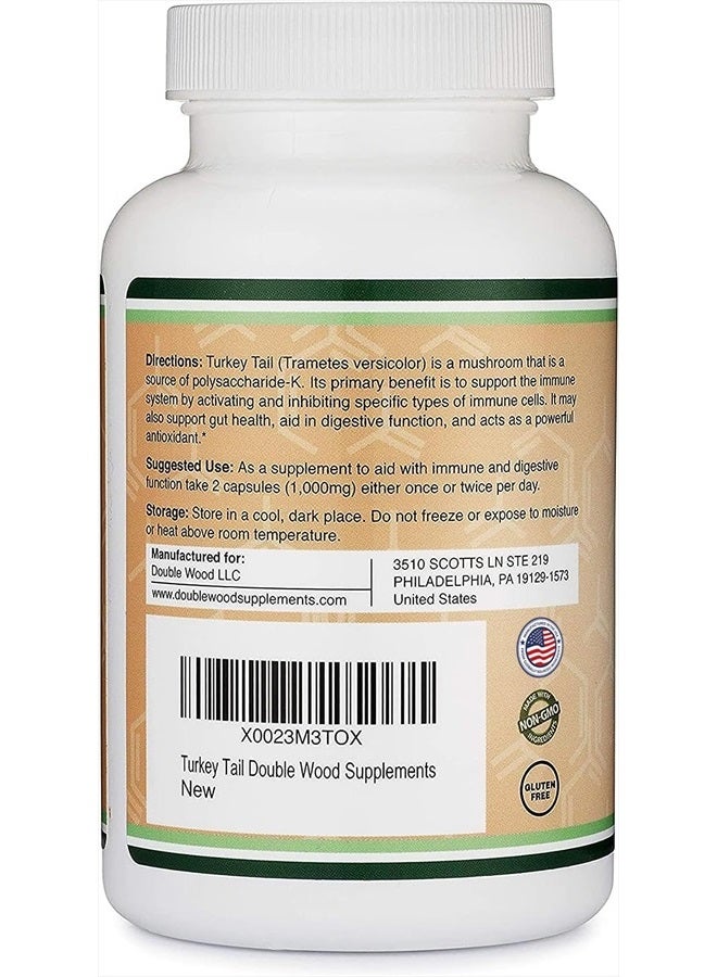 Double Wood Supplements Turkey Tail Mushroom Supplement (120 Capsules - 2 Month Supply) (Coriolus Versicolor) Comprehensive Immune System Support, Non-GMO, Gluten Free, Grown and Encapsulated in The USA by Double Wood - Image 3