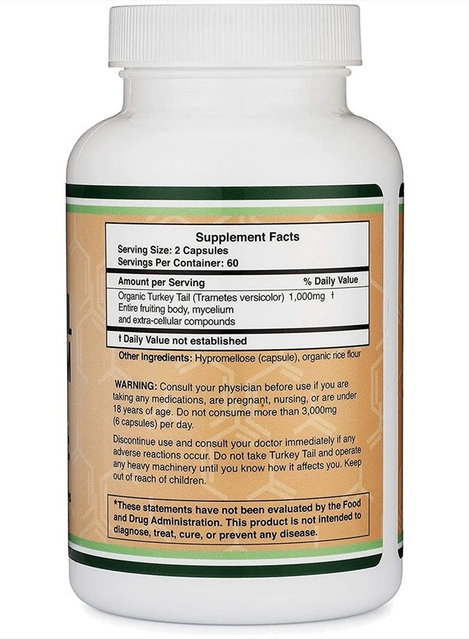 Double Wood Supplements Turkey Tail Mushroom Supplement (120 Capsules - 2 Month Supply) (Coriolus Versicolor) Comprehensive Immune System Support, Non-GMO, Gluten Free, Grown and Encapsulated in The USA by Double Wood - Image 2