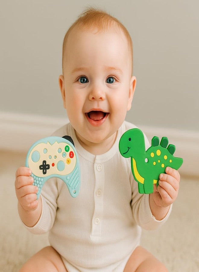 DTR Creation Silicone Baby Teether Combo (Gamepad + Dinosaur) | BPA-Free Food-Grade Silicone | Soft & Chewable Teething Toys for Babies 0–3 Years | Easy to Hold, Safe, Washable & Durable - Image 5