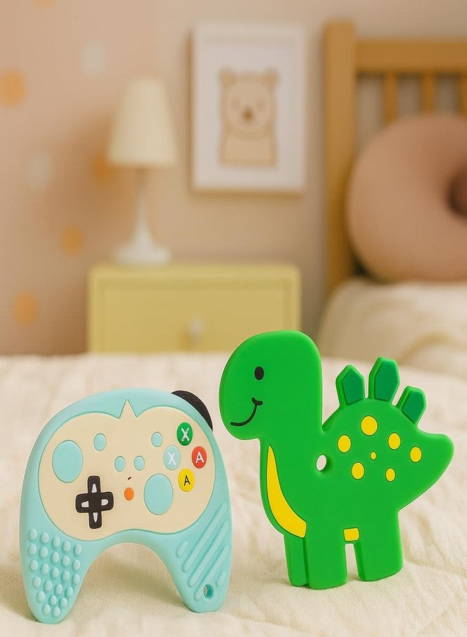 DTR Creation Silicone Baby Teether Combo (Gamepad + Dinosaur) | BPA-Free Food-Grade Silicone | Soft & Chewable Teething Toys for Babies 0–3 Years | Easy to Hold, Safe, Washable & Durable - Image 4