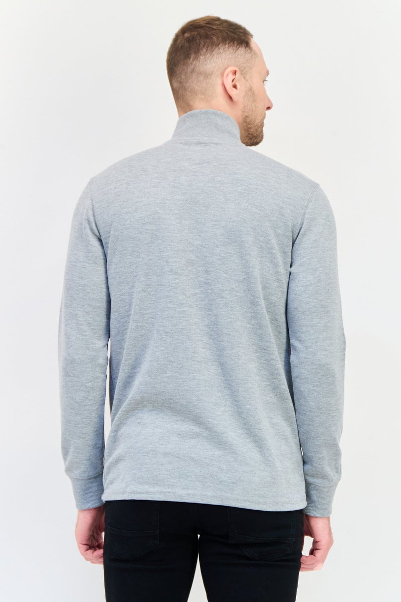 Chaps Men Mock Neck Embroidered Logo Sweatshirt, Grey - Image 3