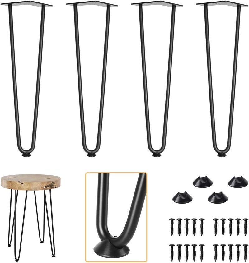 HIRVALL Metal Furniture Legs for DIY Coffee Table Legs Desk Legs Bench Legs etc with Adjustable Floor Protectors Table Legs Set of 4 24inch - Image 1