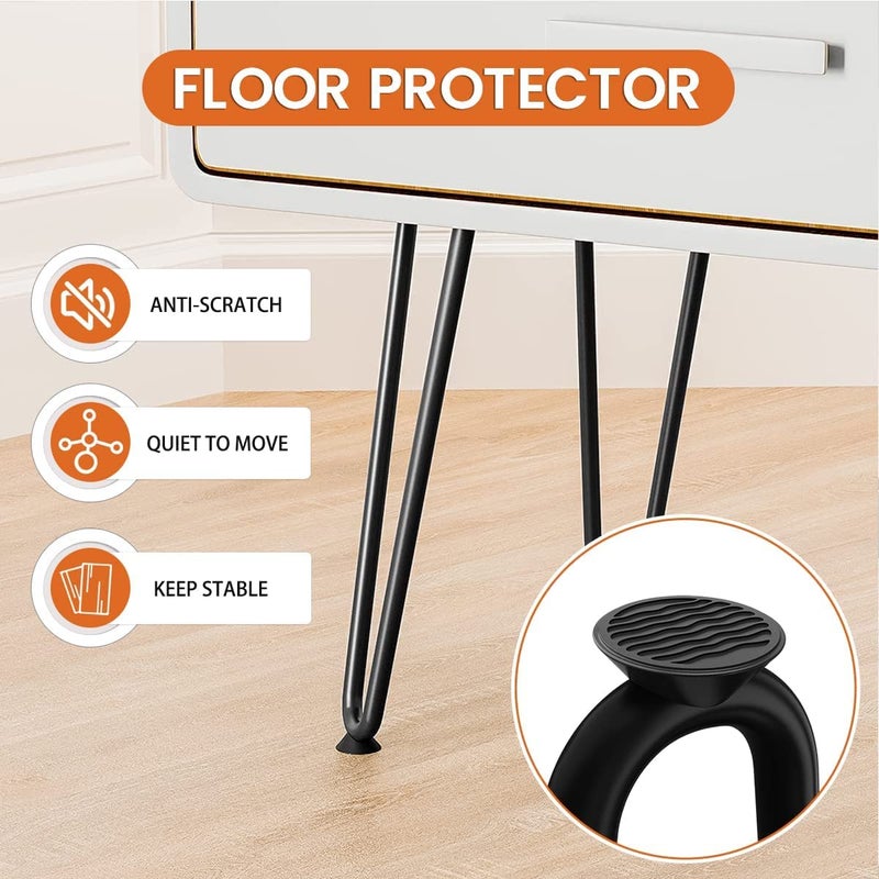 HIRVALL Metal Furniture Legs for DIY Coffee Table Legs Desk Legs Bench Legs etc with Adjustable Floor Protectors Table Legs Set of 4 24inch - Image 3