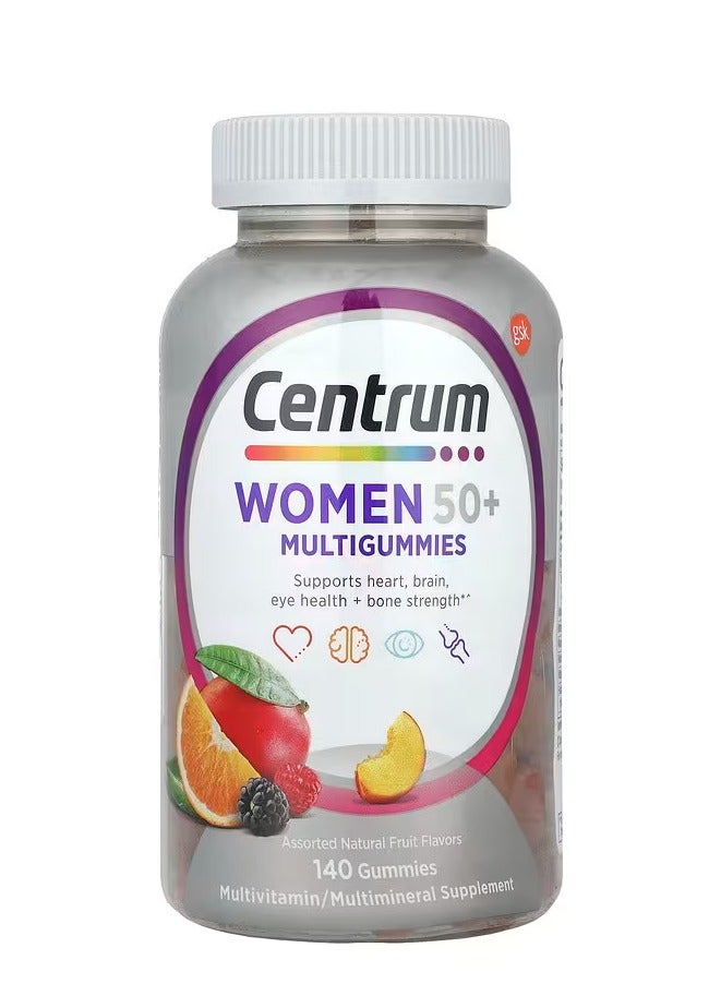 Centrum, Women 50+ Multigummies, Assorted Natural Fruit, 140 Gummies