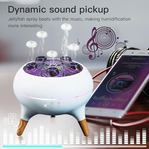 BLOIMP Essential Oil Diffuser 250MLJellyfish Diffuser Air Humidifiers Sound Pickup Ultrasonic Aromatherapy Diffuser Remote Control 7 Color Lights for Home Bedroom Office HotelWhite - Image 5