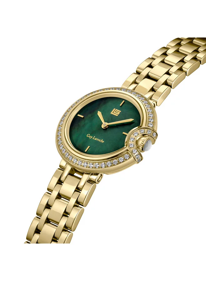 غاي لاروش Morgan Yellow Gold Plated Stainless Steel Bracelet Analog Watch for Women, 28mm