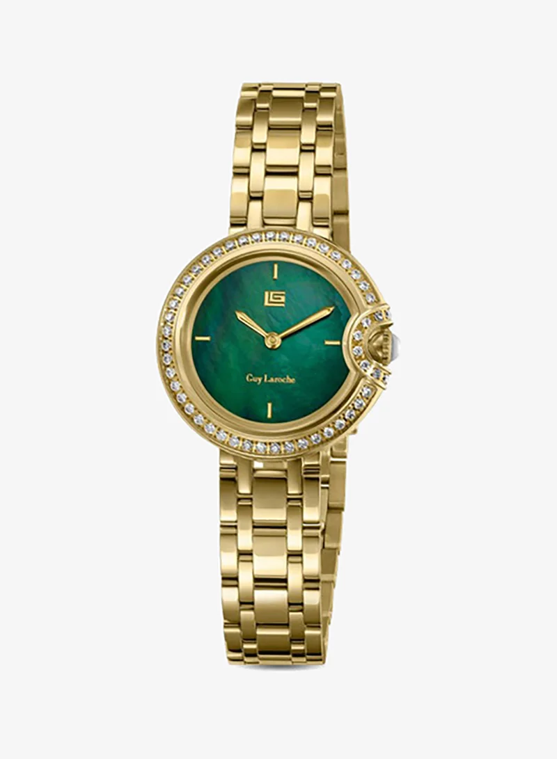 Guy Laroche Morgan Yellow Gold Plated Stainless Steel Bracelet Analog Watch for Women, 28mm