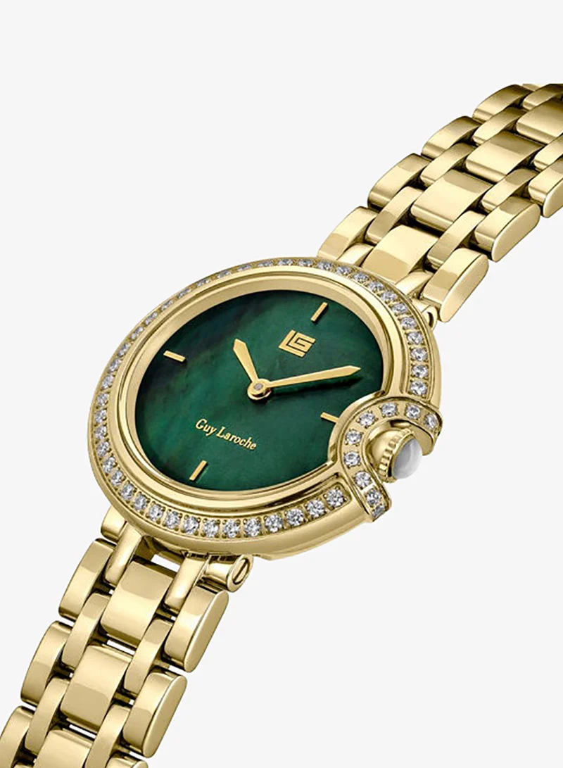 Guy Laroche Morgan Yellow Gold Plated Stainless Steel Bracelet Analog Watch for Women, 28mm