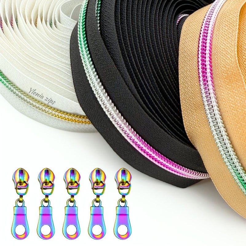 سحاب قوس قزح بخمسة رؤوس، لون 2، للحقائب والملابس اليدوية - Image 1