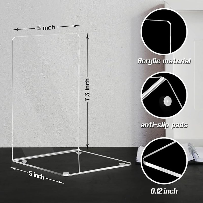HappyHapi Book Ends Acrylic Bookends for Shelves, Clear Book Holder Stand, Non-Skid Decorative Bookend, Study Book Organizer for Home Library Office, 5 x 5 x 7.3 in (6 Pair/ 12 Pcs, Large) - Image 2