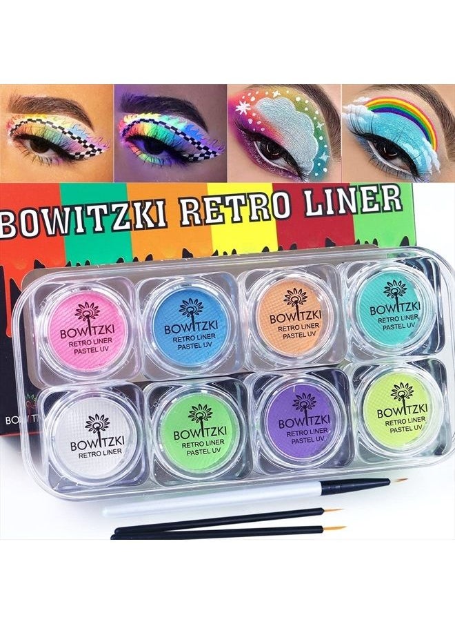Bowitzki 8x5 Gram Water Activated Eyeliner Hydra Liner Makeup UV Glow Fluorescent Color Graphic Retro Face and Body Paint (Pastel Color)  - Image 1