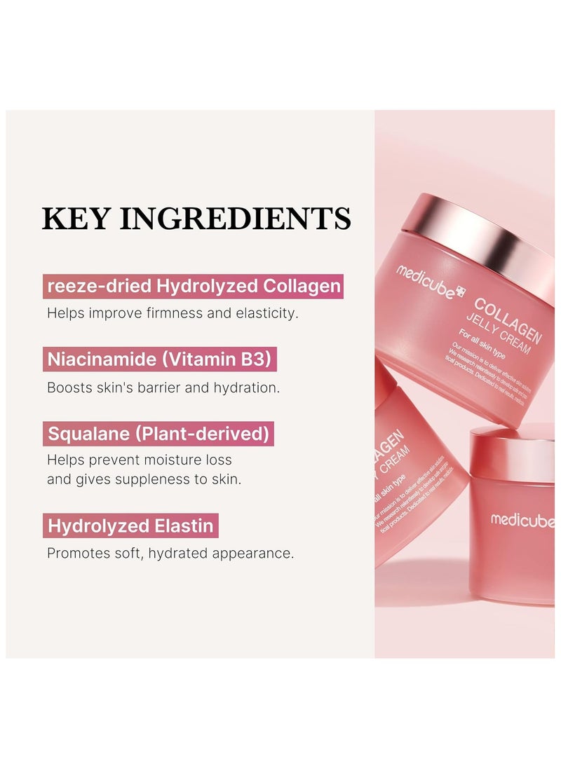 Medicube Collagen Jelly Cream- Niacinamide & Freeze-Dried Hydrolyzed Collagen - Boosts skin's barrier hydration and gives 24h Glow & Lifted Look - No artificial color, Korean skincare (3.71 fl.oz.)  - Image 5
