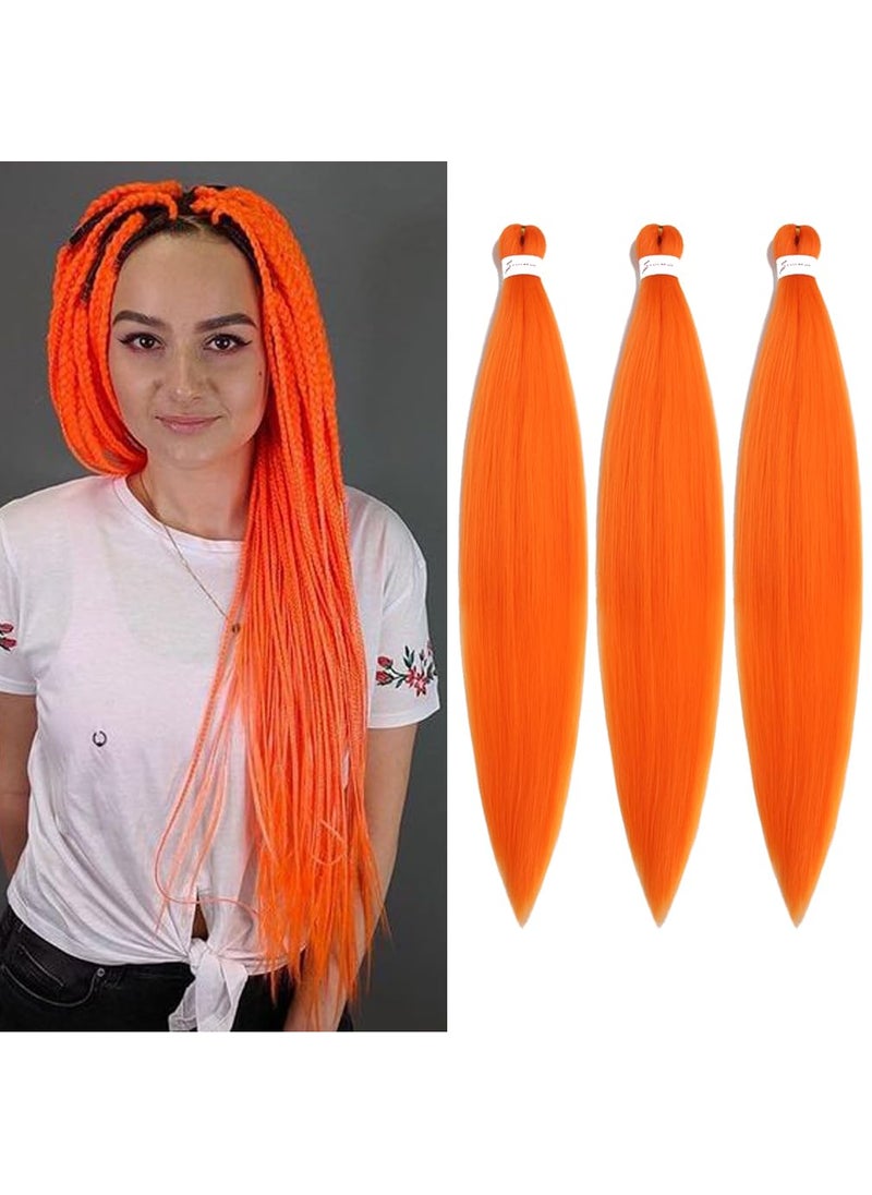 YUCCAHA - Pre Stretched Braiding Hair Extensions 30 Inch 3 Packs Long Professional Crochet Twist Braids Hair Synthetic Box Braiding Hair Hot Water Setting Soft Yaki Texture30 InchBright Orange - Image 1