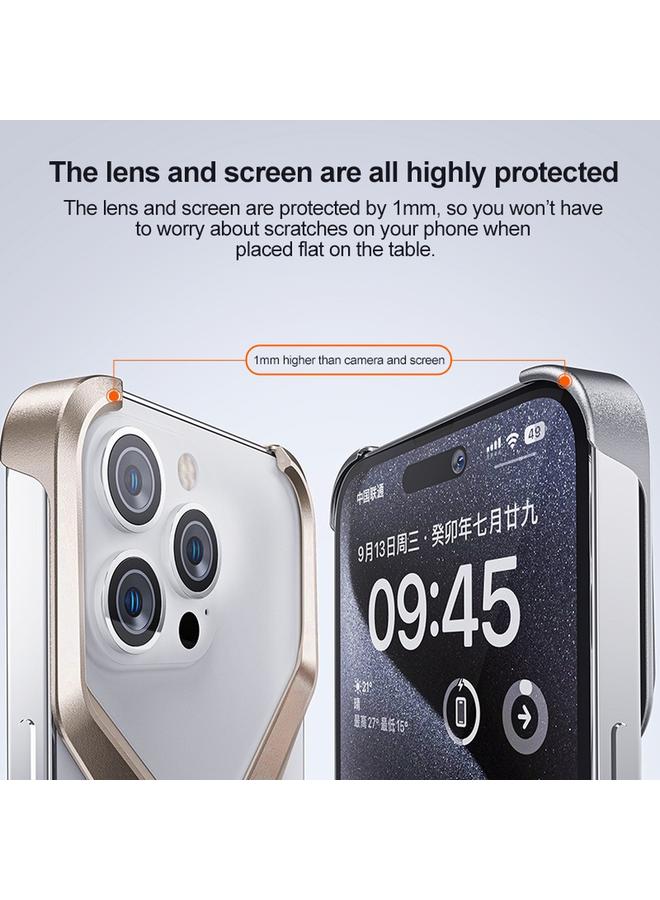 S-TOP Case For iPhone 15 Pro Frameless X-shaped Metal Phone Case - Image 4