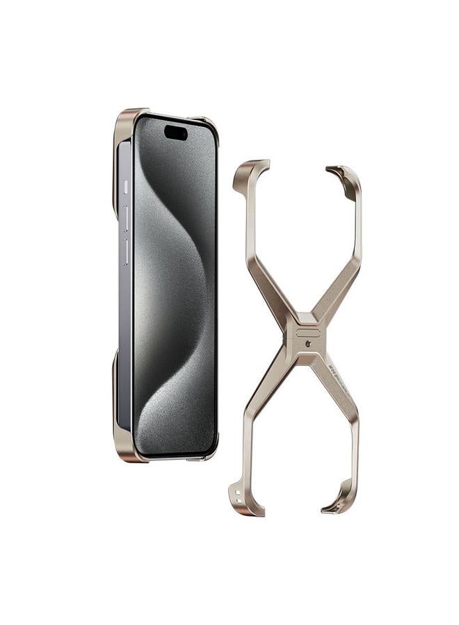 S-TOP Case For iPhone 15 Pro Frameless X-shaped Metal Phone Case - Image 1