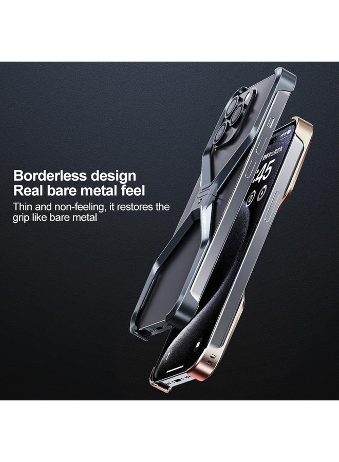 S-TOP Case For iPhone 15 Pro Frameless X-shaped Metal Phone Case - Image 3