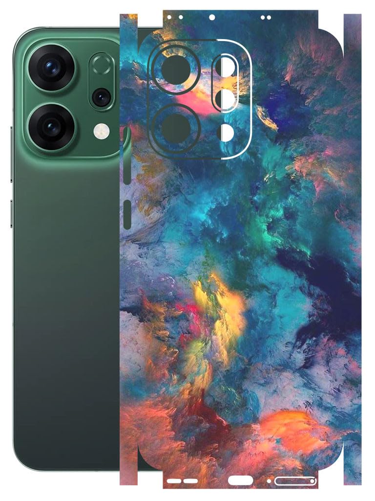 AtOdds Mobile Skin Sticker Wrap | Compatible for Oppo Reno 14 (5G) | Scratchproof Matte Finish | Full Coverage for All Sides & Camera Protection (Color Splash) - Image 1