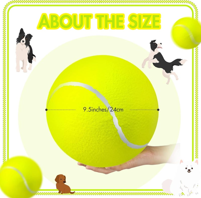 Sratte 6 Pieces Large Giant Tennis Ball for Dogs 95 Inflatable Large Dog Toy Balls for Indoor Outdoor Training Playing Sports Fluorescent Yellow - Image 3