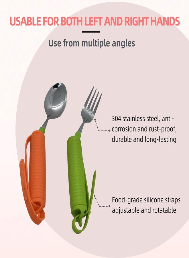 UKYCEORA Assisted Dining Tableware Set, Suitable for Elderly, Alzheimer's or Rehabilitation People, Fork,Spoon, Bowl.(Green) - Image 2