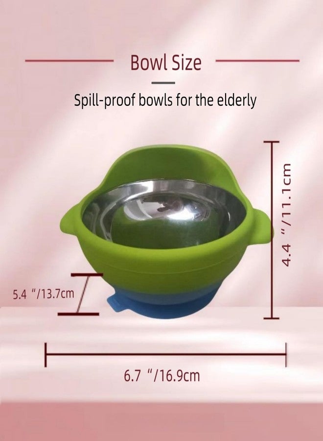 UKYCEORA Assisted Dining Tableware Set, Suitable for Elderly, Alzheimer's or Rehabilitation People, Fork,Spoon, Bowl.(Green) - Image 4